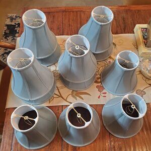 COPY - Set of 4 Lamp Shades from Ballards Design Silk Light Blue Clip-on